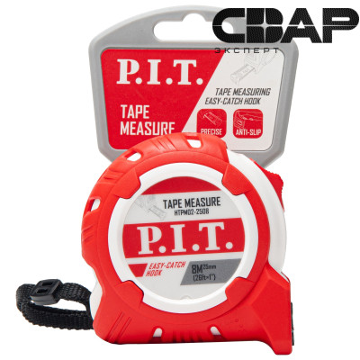 Рулетка с фиксатором P.I.T. 8 м x 25 мм, ABS+TPR(HTPM02-2508)