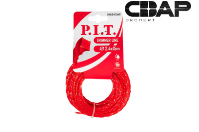Леска для триммеров квадрат крученый P.I.T. 15 м x 2,4 мм, картон (ATML01-D24MS)