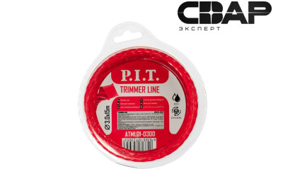 Леска для триммеров квадрат крученый P.I.T. 15 м x 3,0 мм, блистер (ATML01-D30D)