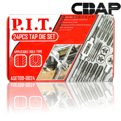 Набор для нарезания резьбы P.I.T. ASET09-0024 (24шт, метчики, плашки, держатели)