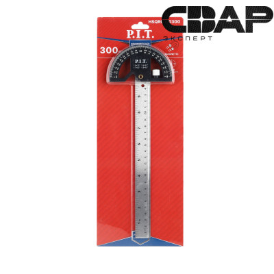 Линейка из нержавеющей стали с транспортиром P.I.T. ADVANCE HSQR05-0300 (300мм, магнит)