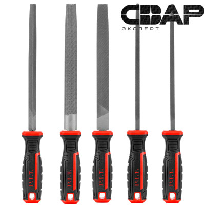 Набор напильников P.I.T. HSET03-0005 (5шт, №2, 300/200 мм, перекрестная насечка, двухкомп. рукоятка